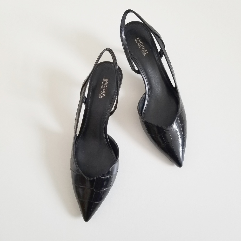 Michael Kors Eliza Flex Kitten-Heel Embossed Pumps